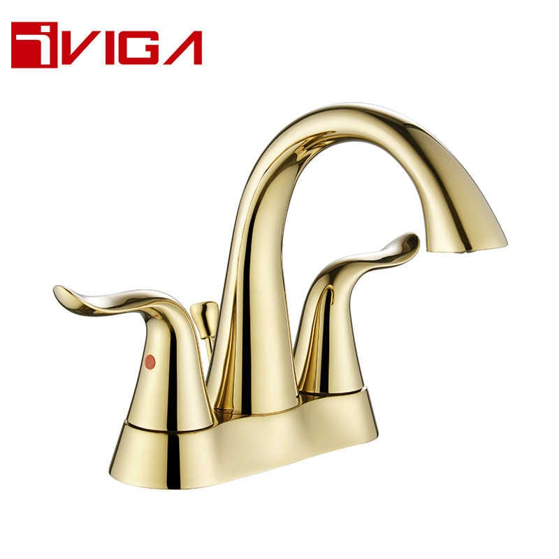 99151102PD Polished Gold 4 Centerset Lavatory Faucet - Deck Mounted Basin Faucets - 1