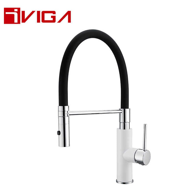 Pre-Rinse Spray Kitchen Faucet 42209010LWC with Locking Push Button Control