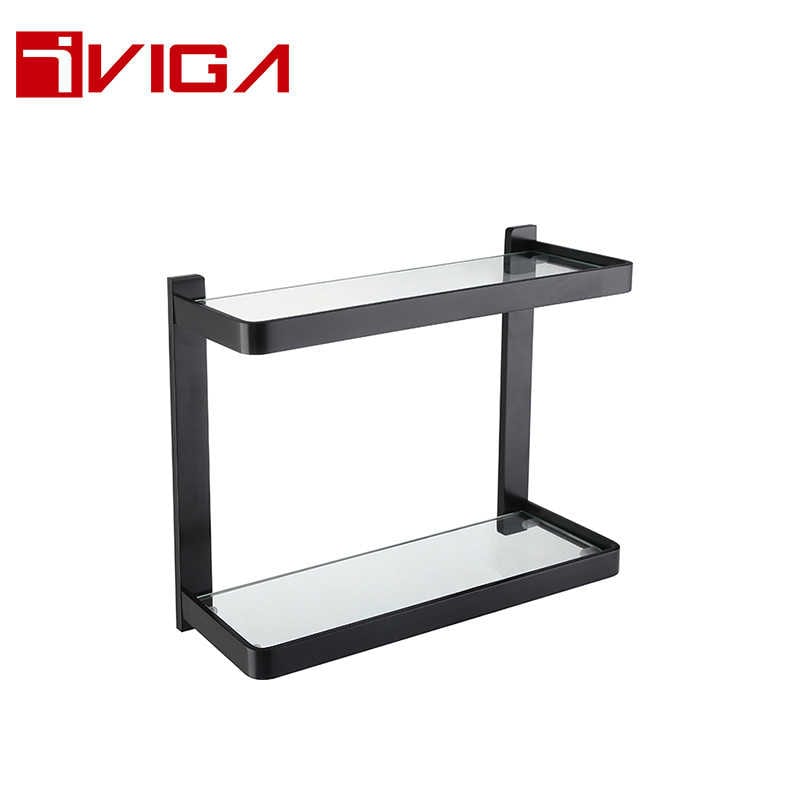 480614DB Black Shampoo Glass Layer Shelf