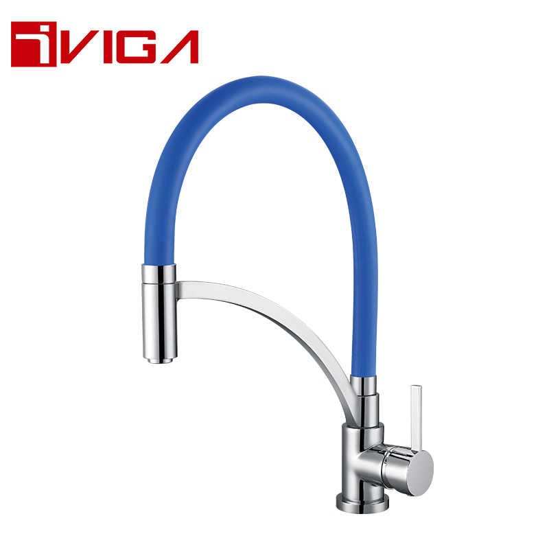 Single Hole Pre-Rinse Pull Down Blue Kitchen Faucet 99200102CH