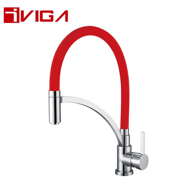 Single Hole Pre-Rinse Pull Down Red Kitchen Faucet 99200103CH