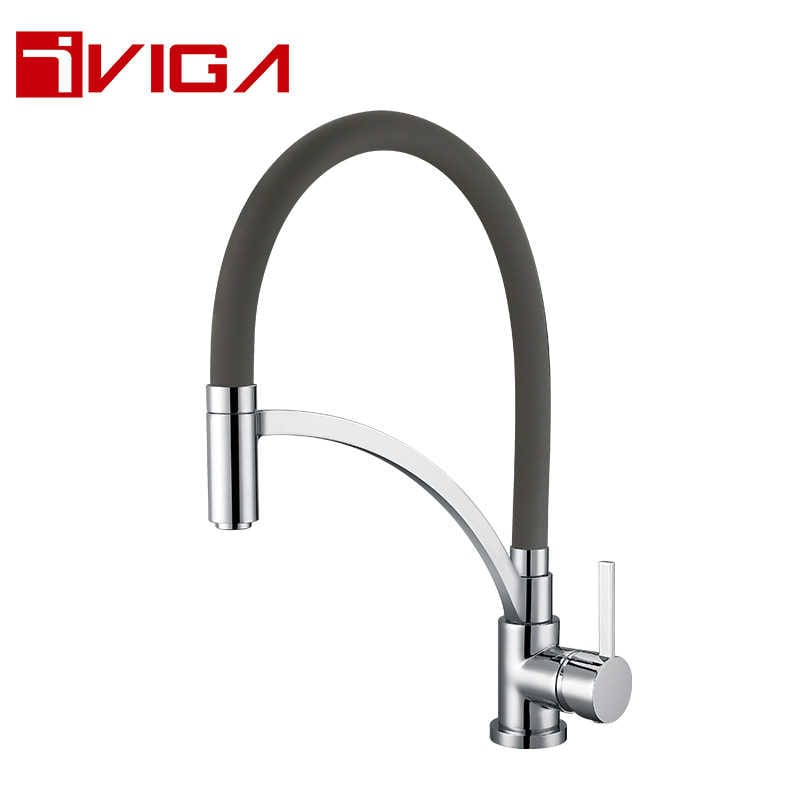 Single Hole Pre-Rinse Pull Down Silver Kitchen Faucet 99200106CH