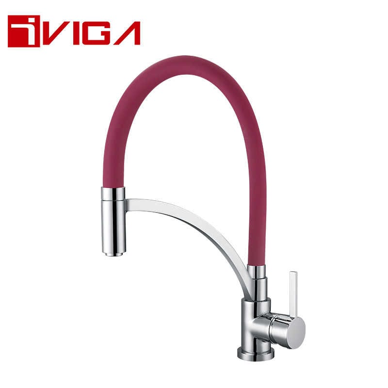 Single Hole Pre-Rinse Pull Down Red Kitchen Faucet 99200109CH