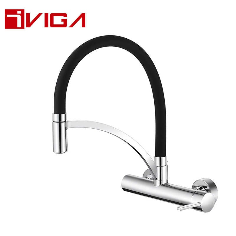Wall Mounted Pull Down Kitchen Faucet 