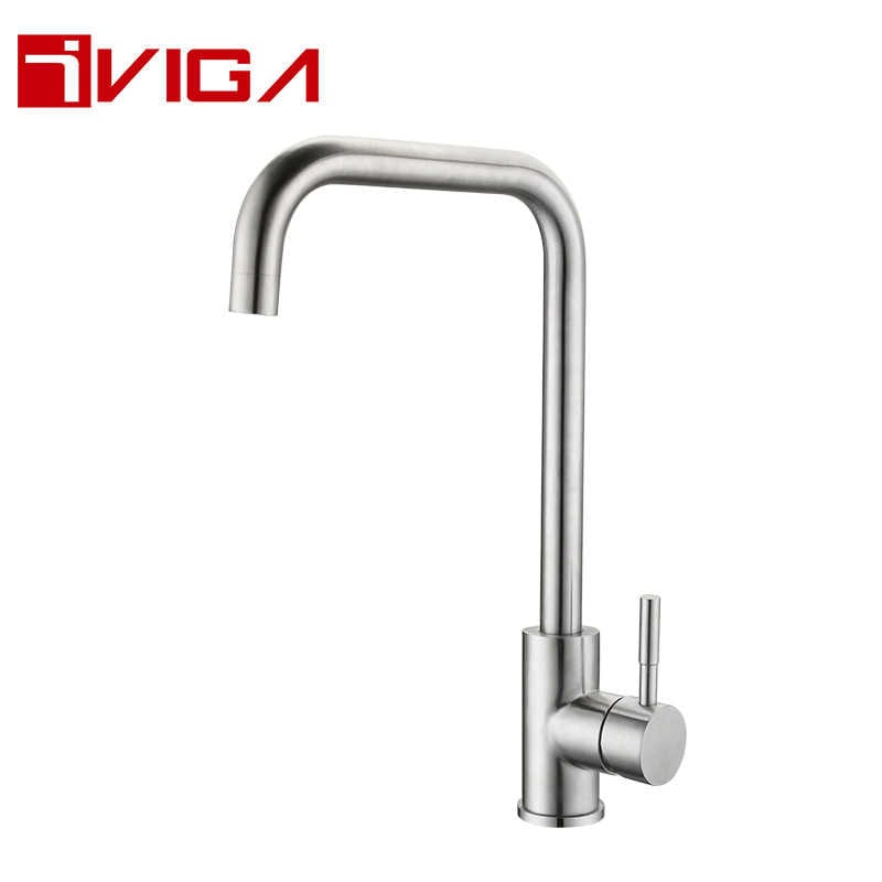 Single Handle Square Arc Pull Down Kitchen Faucet 42220501BN