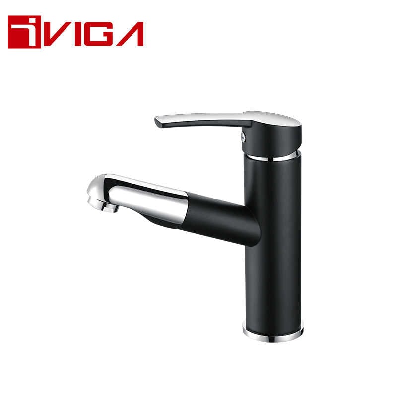 99110601BBC ດຶງອອກຈາກອ່າງ Sink Tap ໃນສີດໍາແລະ Chrome
