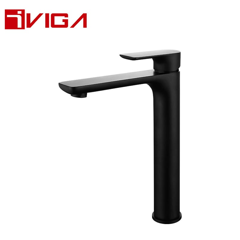 Matte black tall bathroom basin faucet