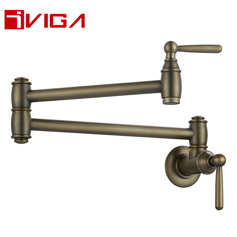 Modern Wall Mount Anqitue Bronze Kitchen Folding Faucet