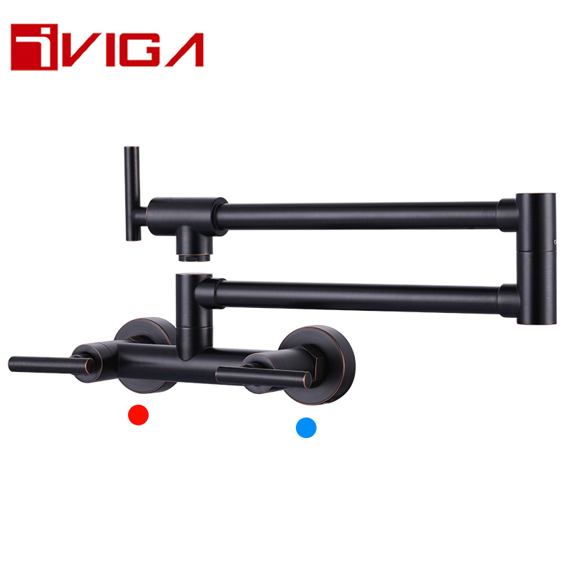 Oil Rubbed Bronze Pot Filler Kitchen Wall Mount Stove Faucet
