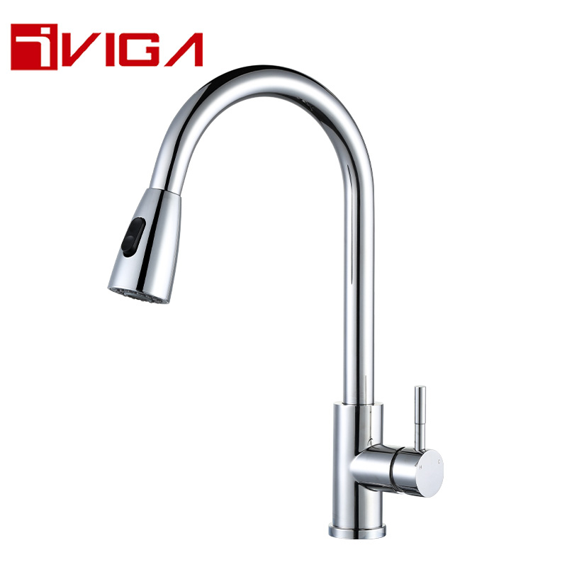 Chrome Single Handle Kitchen Faucet for RV, Laundry, Bar 