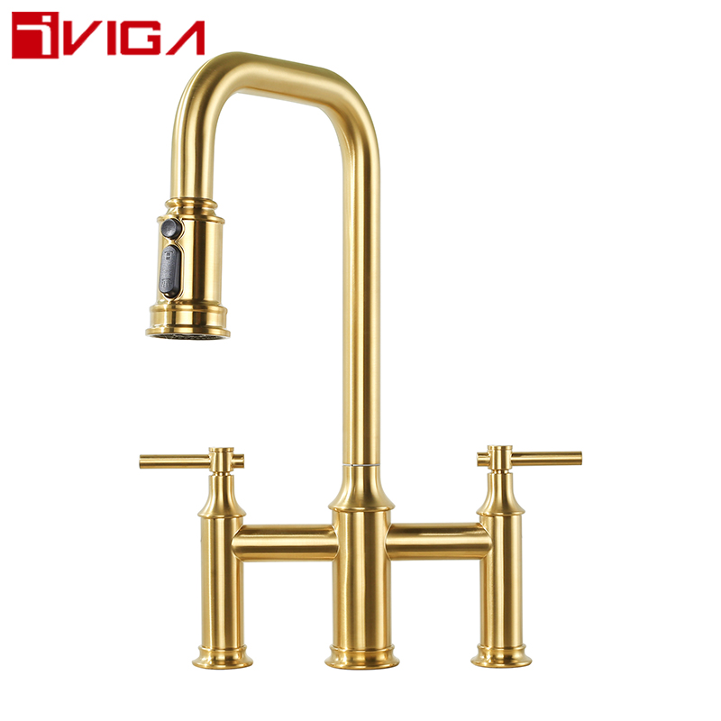Kitchen Bridge Faucet with Pull Down Spray,Luxury Gold,99214000BGT