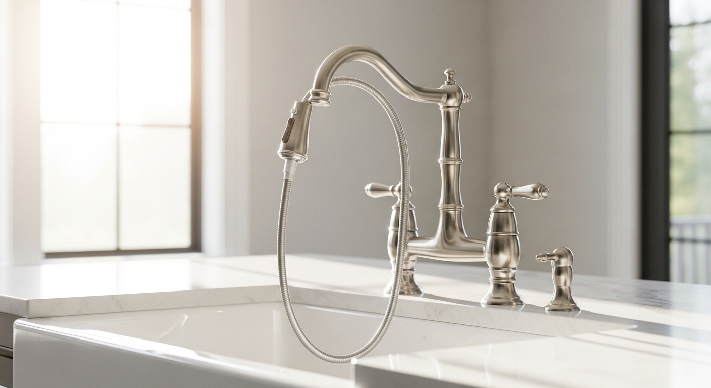 pull down kitchen faucet with two handles