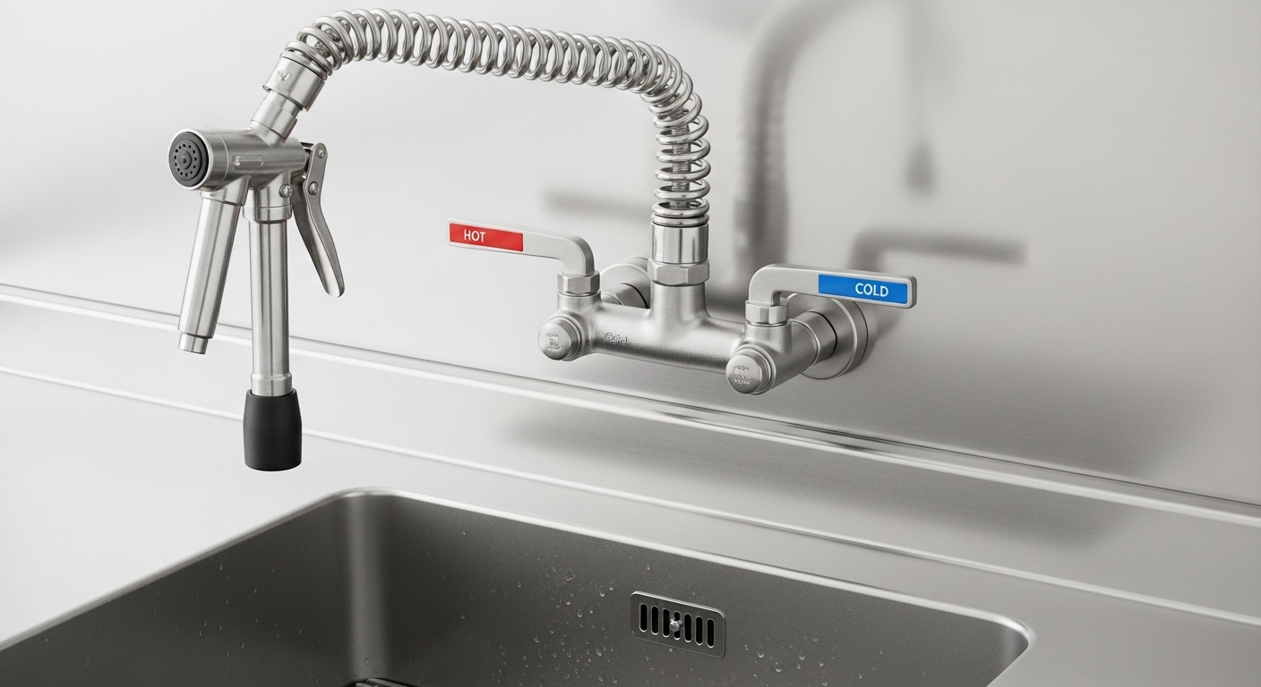 wall mount utility faucet with sprayer