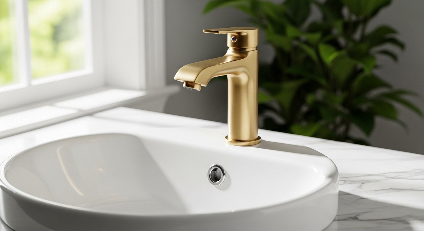 bathroom faucet gold brushed