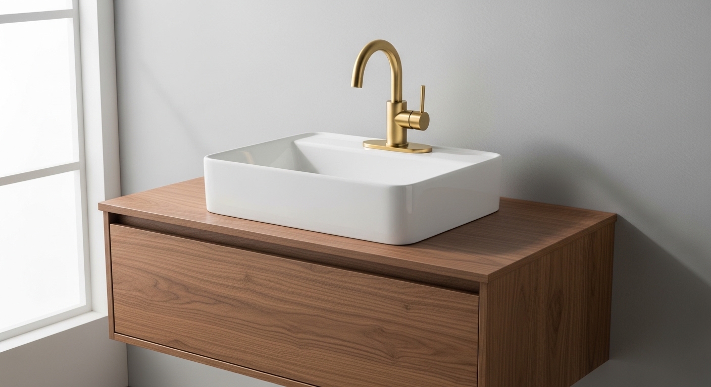 vessel sink faucet with deck plate