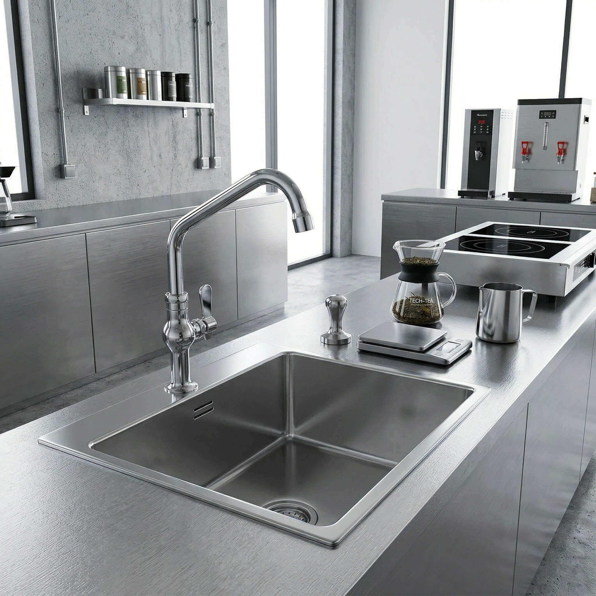 Commercial Pillar Mount Cold Only Kitchen Faucet for Catering Stainless Steel Sink